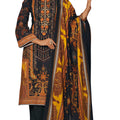DRAVINAM Trends Women's Unstitched Printed Embroidered Pure Cotton Pakistani Salwar Suit Dress Materials with Cotton printed Dupatta (Black)