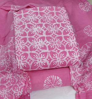 DRAVINAM Trends Unstitched Jaipuri Handmade Wax Batik Print Soft Cotton Dress Material with Dupatta