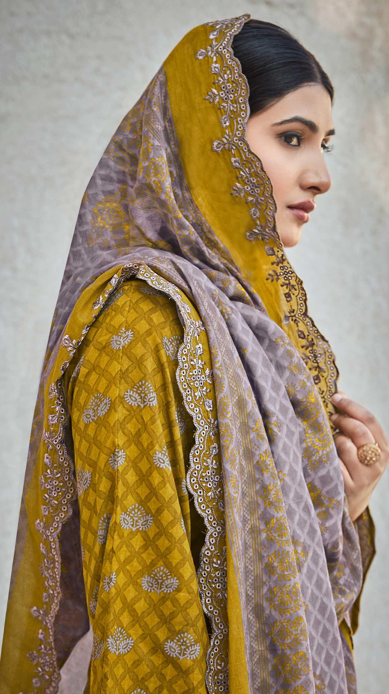 DRAVINAM Trends Women's Unstitched Pakistani Digital Print Embroidered Pure Cotton Salwar Suit Dress Materials with Cotton Digital Embroidered Cutwork Dupatta