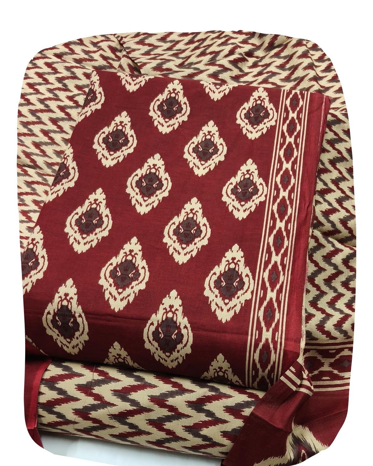 DRAVINAM Trends Jaipuri Print Cambric Cotton Unstitched Salwar Suit Dress Material for Women with Mulmul Cotton Dupatta