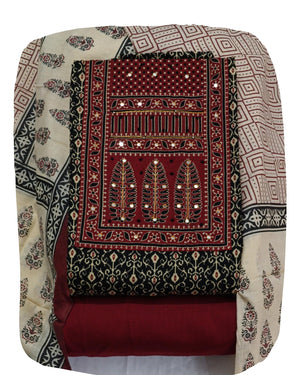 DRAVINAM Trends Women's Ethnic Pure Cotton Jaipuri Printed Unstitched Salwar Suit Dress Material with Dupatta