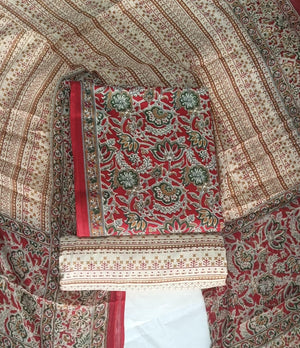 DRAVINAM Trends Jaipuri Print Cambric Cotton Unstitched Salwar Suit Dress Material for Women with Mulmul Cotton Dupatta