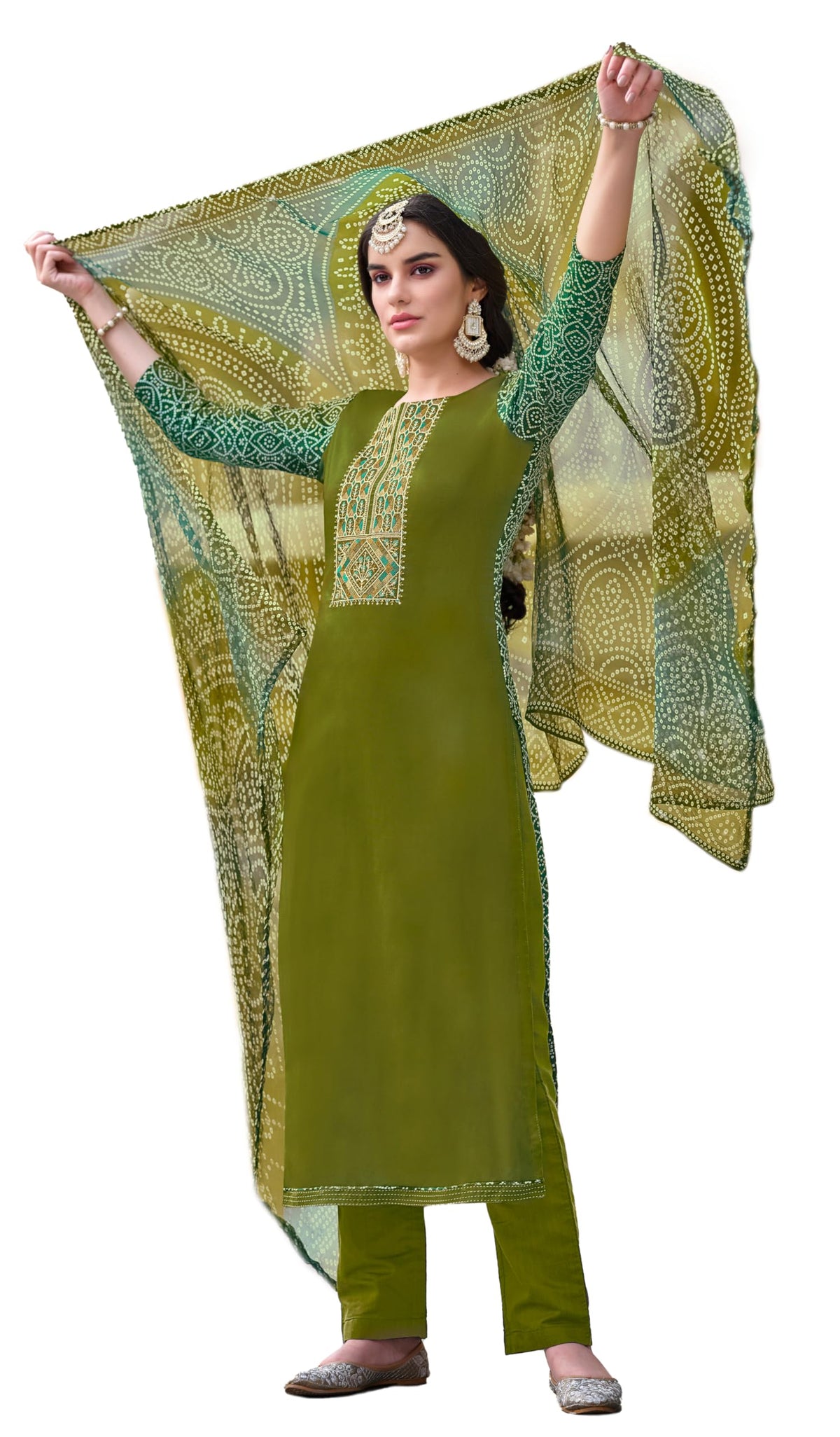 DRAVINAM Trends Women's Unstitched Salwar Suit Dress Material - Cotton Digital Printed Organza Embroidered Kameez II Unstitch Bottoms II Cotton Dupatta