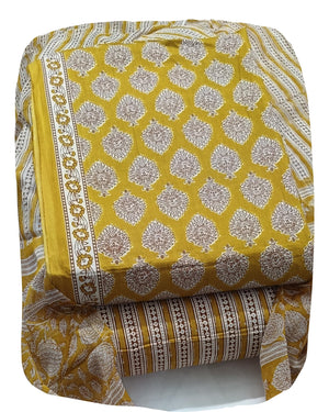 DRAVINAM Trends Jaipuri Printed Pure Cambric Unstitched Cotton Suit Dress Material with Chiffon Printed Dupatta