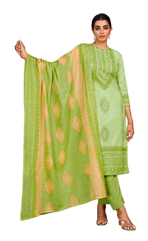 Unstitched Print Cotton Salwar Suit Dress Materials with Dupatta