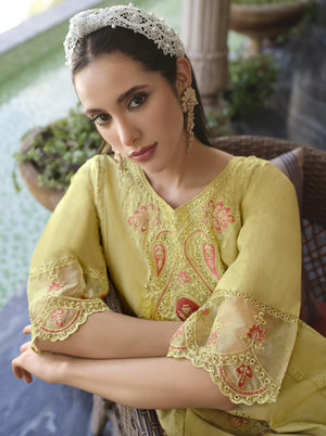 DRAVINAM Trends Women's Unstitched Lawn Cotton Karachi Embroidered Suit Material - Lawn Cotton Heavy Karachi Embroidered Shirt with Heavy Daman Work II Cotton Bottoms II Cotton Digital Printed Dupatta