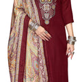 DRAVINAM Trends Women's Unstitched Winter Wear Woollen Pashmina Embroidered Salwar Suit Dress Material with Pashmina Printed Shawl Dupatta