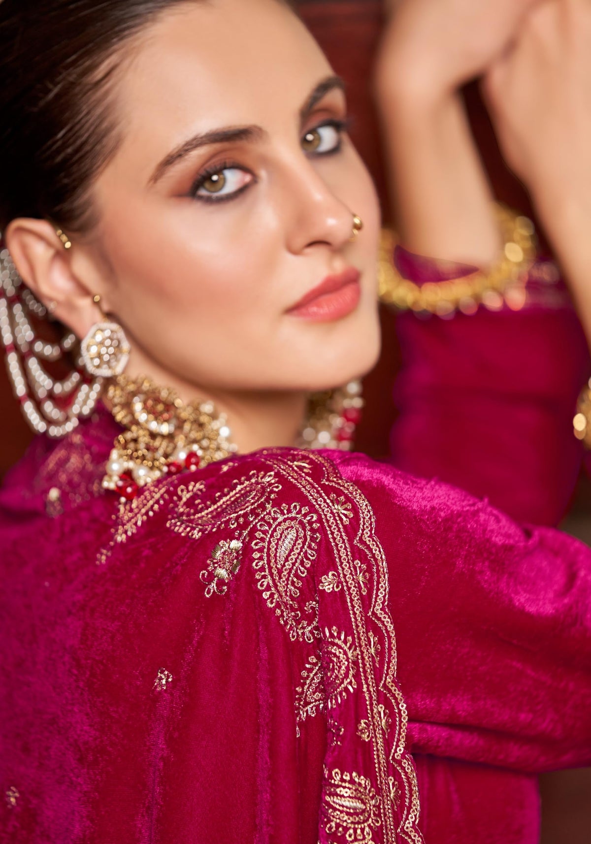 DRAVINAM Trends Women's Unstitched Premium Pure Velvet Embroidered Salwar Suit Dress Material With Dupatta and Unstitch Bottoms