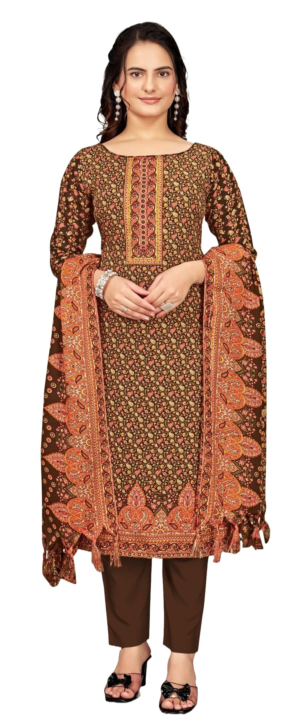 DRAVINAM Trends Women's Unstitched Winter Wear Kaani Digital Printed Heavy Woolen Pashmina Salwar Suit Dress Material with Printed Shawl Dupatta