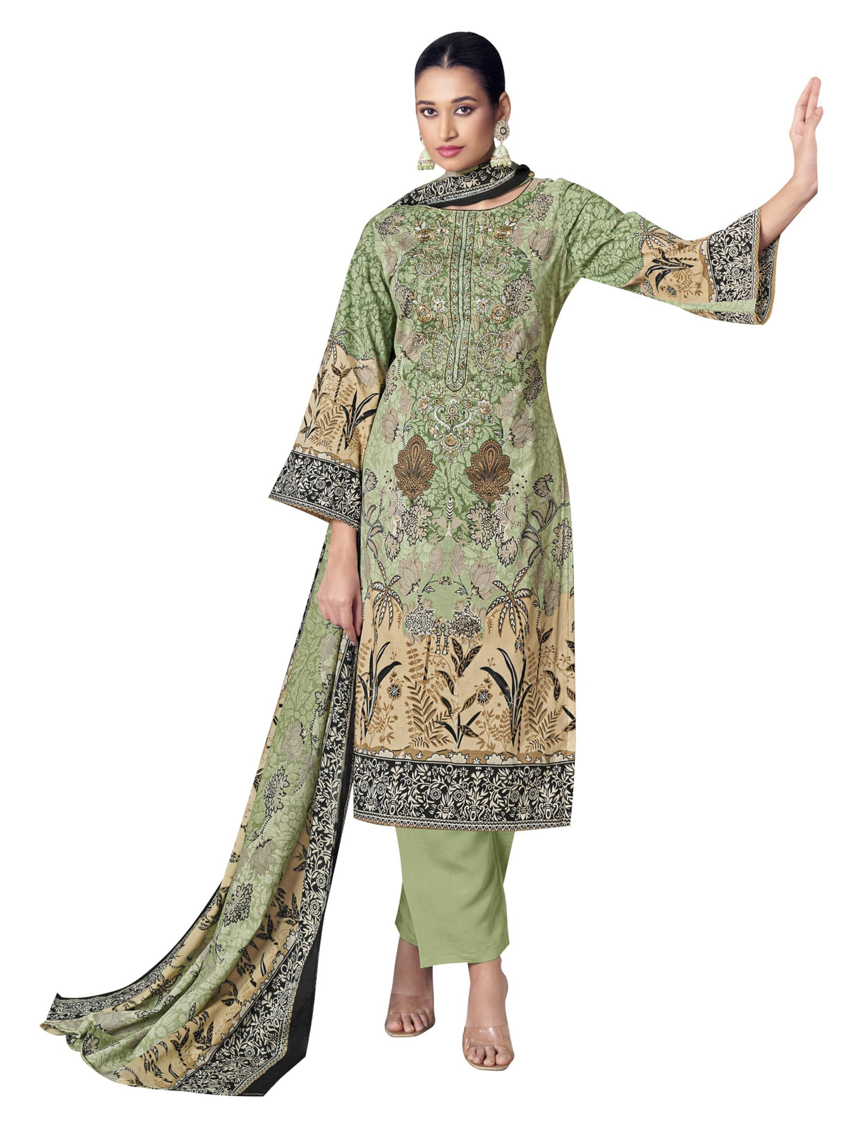 DRAVINAM Trends Women's Unstitched Premium Cambric Cotton Embroidered Suit Material