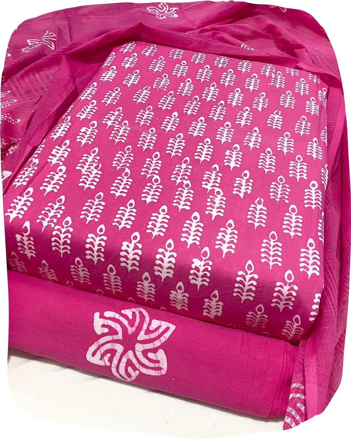 DRAVINAM Trends Unstitched Jaipuri Handmade Wax Batik Print Soft Cotton Dress Material with Dupatta