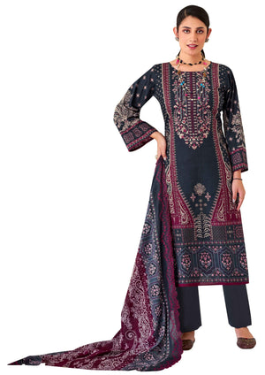 DRAVINAM Trends Women's Unstitched Salwar Suit Dress Material - Cotton Digital Printed Organza Embroidered Kameez II Unstitch Bottoms II Cotton Dupatta