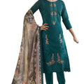 DRAVINAM Trends Jam Cotton Embroidered Unstitched Dress Material Salwar Suit with Unstitched Bottoms and Cotton Dupatta