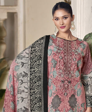 DRAVINAM Trends Women's Unstitched Premium Cambric Cotton Embroidered Suit Material