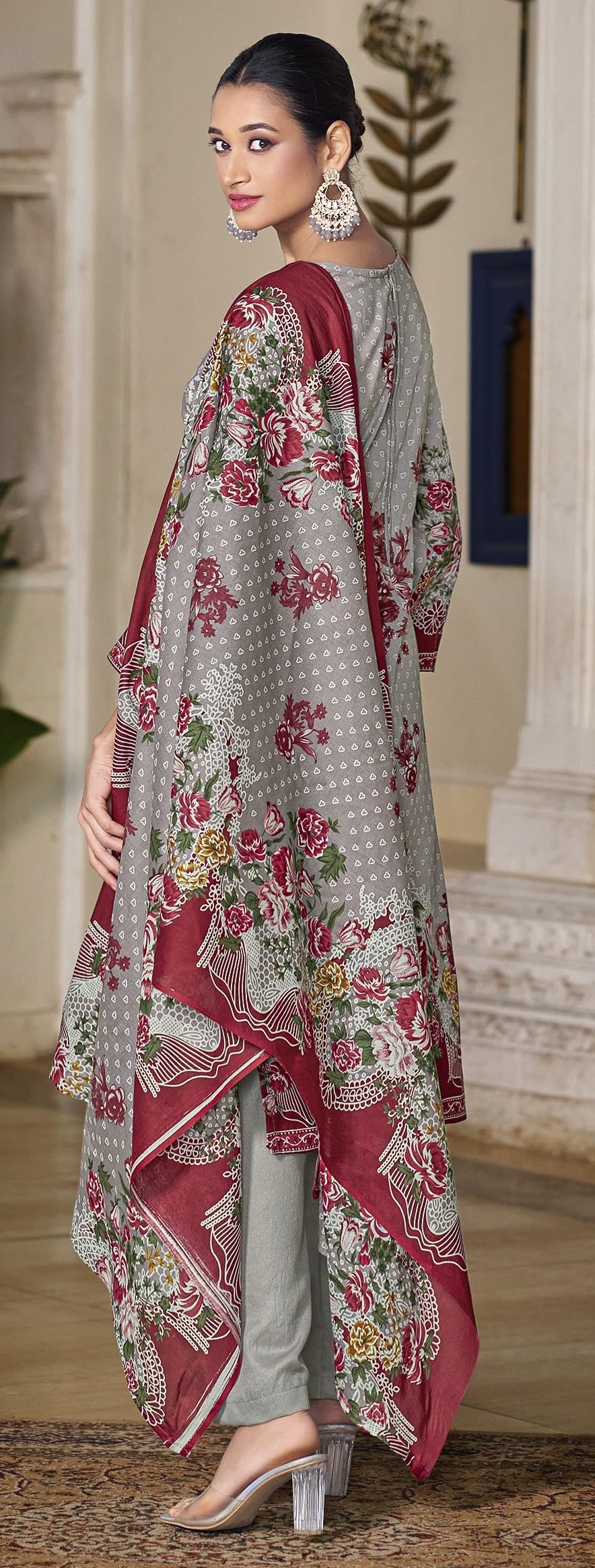 DRAVINAM Trends Women's Unstitched Premium Cambric Cotton Embroidered Suit Material
