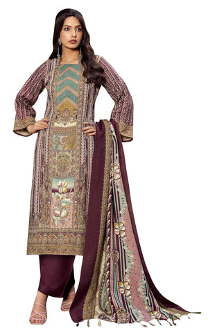 DRAVINAM Trends Women's Winter wear unstitched Printed Woollen Pashmina Salwar Suit Dress Material with Pashmina Printed Shawl Dupatta
