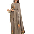 DRAVINAM Trends Women's Georgette Saree with Blouse Piece (Grey)