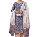 DRAVINAM Trends Hand Block Print Cambric Cotton Unstitched Salwar Suit Set for Women with Pure Chiffon Hand Printed Dupatta