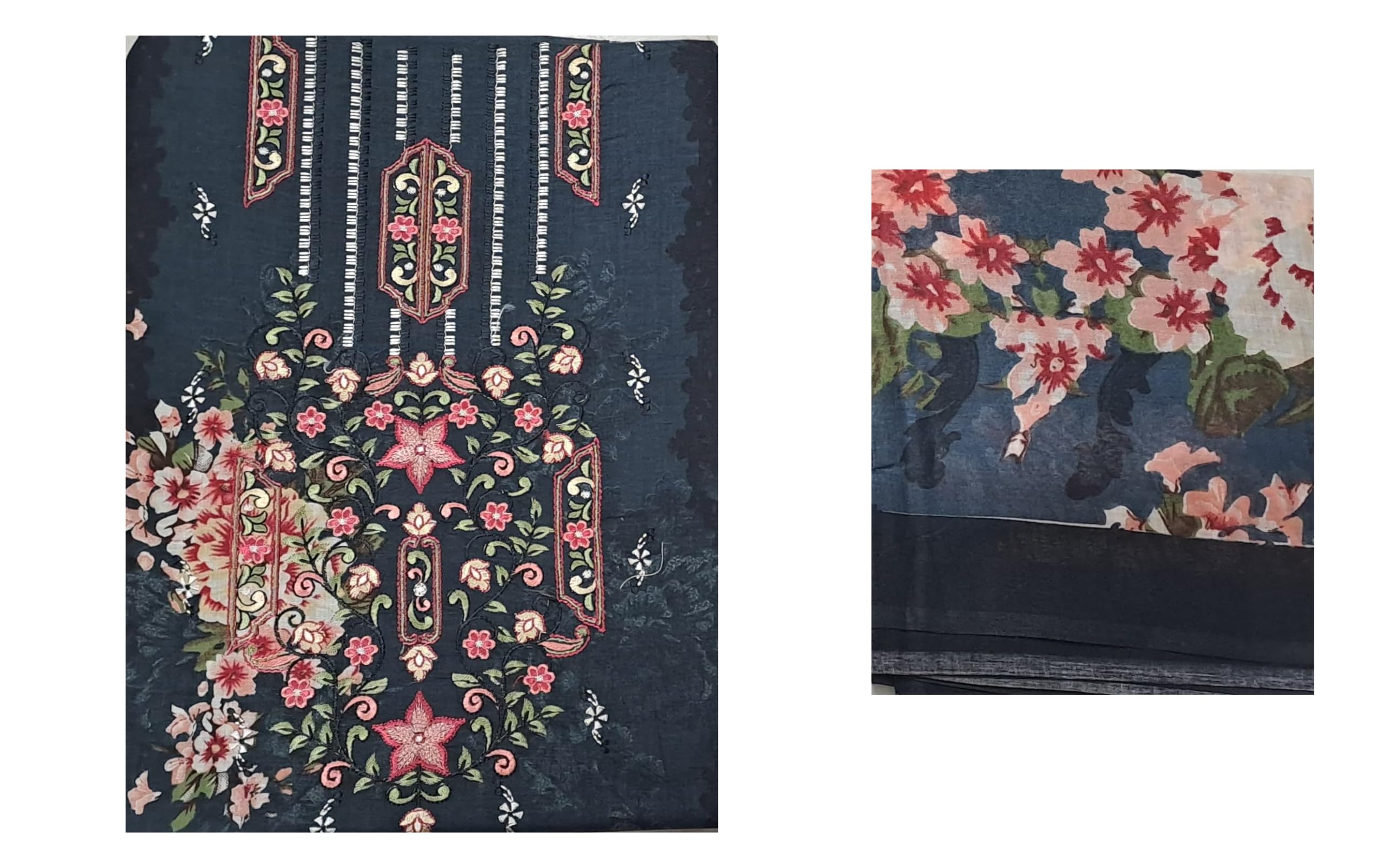 DRAVINAM Trends Unstitched Pakistani Print Embroidered Cotton Salwar Suit Dress Materials with Dupatta