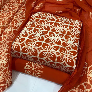 DRAVINAM Trends Unstitched Jaipuri Handmade Wax Batik Print Soft Cotton Dress Material with Dupatta