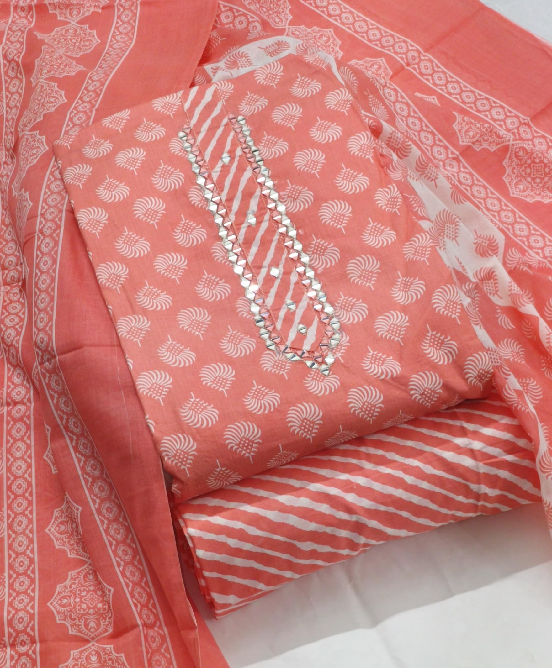 DRAVINAM Trends Women's Cambric Cotton Dress Material | Unstitch Printed Suit Set with Cotton Dupatta