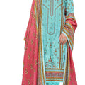 DRAVINAM Trends Unstitched Karachi Lawn Cotton Pakistani Digital Printed Embroidered Suit Dress Material with Unstitched Bottoms and Cotton Dupatta