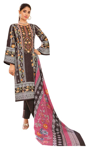 DRAVINAM Trends Unstitched Suit Material Karachi Lawn Cotton Pakistani Digital Printed Embroidered Kameez with Unstitched Bottoms and Cotton Dupatta