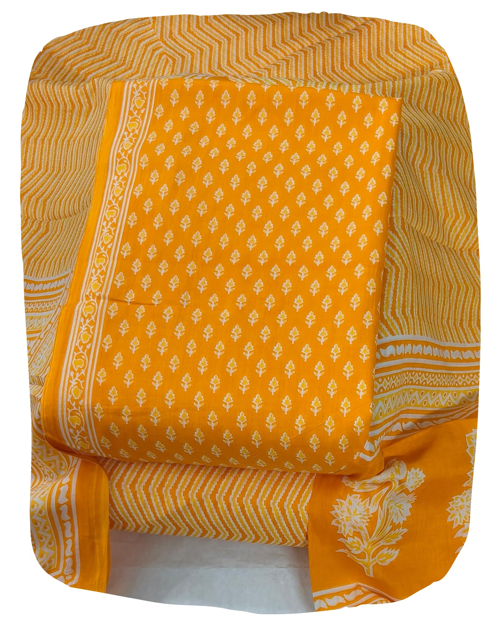 DRAVINAM Trends Jaipuri Print Cambric Cotton Unstitched Salwar Suit Dress Material for Women with Mulmul Cotton Dupatta