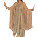 DRAVINAM Trends Women's Digital Printed Cambric Cotton Embroidered Unstitched Salwar Suit Dress Material with Japan Chiffon/ Half Pure Digital Printed Chunni / Dupatta (Light Orange)