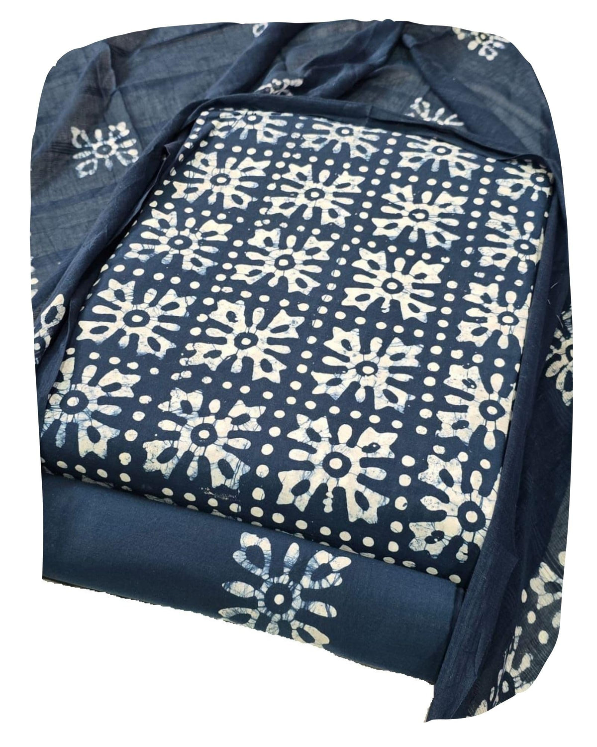 DRAVINAM Trends Unstitched Jaipuri Handmade Wax Batik Print Soft Cotton Dress Material with Dupatta