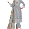 DRAVINAM Trends Women's Exquisite Unstitched Viscose Cambric Lawn Cotton Suit Dress Material with Embroidered Daman & Sleeves | Stylish Pure Cotton Digital Print Dupatta & Solid Bottoms