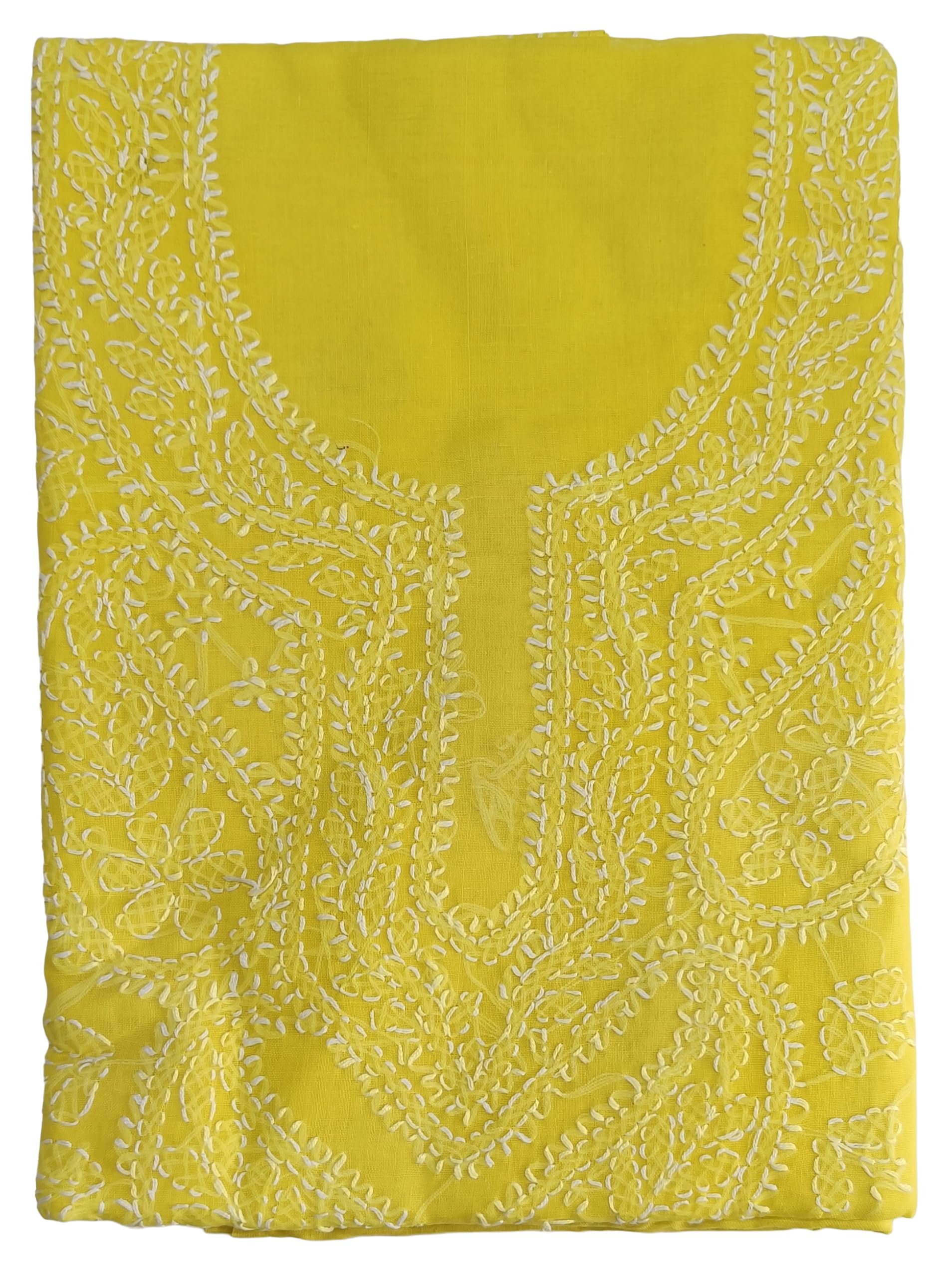 DRAVINAM Trends Women’s Cotton Unstitched Chikankari Suit Set with Dupatta & Bottom | Hand-Embroidered Lucknowi Dress Material | Premium Ethnic Wear for Women | Free Size (3-Piece)