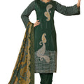 DRAVINAM Trends Women's Unstitched Salwar Suit Dress Material Pure Jam Silk Discharge Print Embroidered Hand Work Kameez Plain Unstitched Bottoms and Pure Lawn Digital Foil Print Dupatta