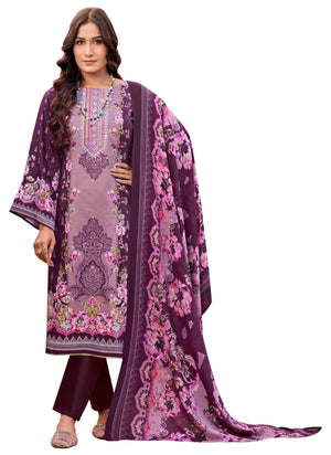 DRAVINAM Trends Women's Unstitched Jam Cotton Hand Embroidered Suit Material - Pure Jam Cotton Printed Hand Embroidered Kameez II Cotton Bottoms II Cotton Malmal Printed Dupatta