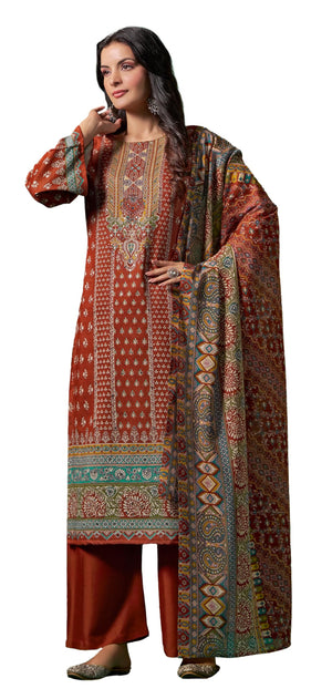 DRAVINAM Trends Women's Unstitched Salwar Suit Dress Material - Cotton Digital Printed Organza Embroidered Kameez II Unstitch Bottoms II Cotton Dupatta