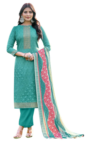DRAVINAM Trends Women's Printed Siroski Work Pashmina Unstitch Salwar Suit Dress Material with Printed Twill Pashmina Warm Shawl Dupatta