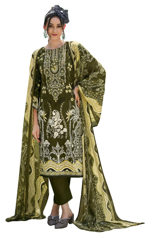 DRAVINAM Trends Kurti 2.50 mtrs, Pure Cotton (3 mtrs apx), Pure MAL MAL Cotton Dupatta Digital Print|Light Grey