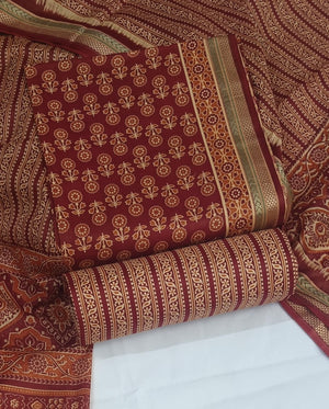 DRAVINAM Trends Jaipuri Print Pure Cotton Unstitched Salwar Suit Dress Material for Women with Zari Borders and Cotton Dupatta