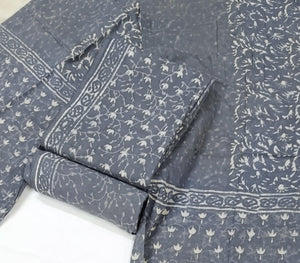 DRAVINAM Trends Hand Block Print Sanganeri Cambric Unstitched Cotton Suit Dress Material for Women with Mulmul Cotton Hand Printed Dupatta