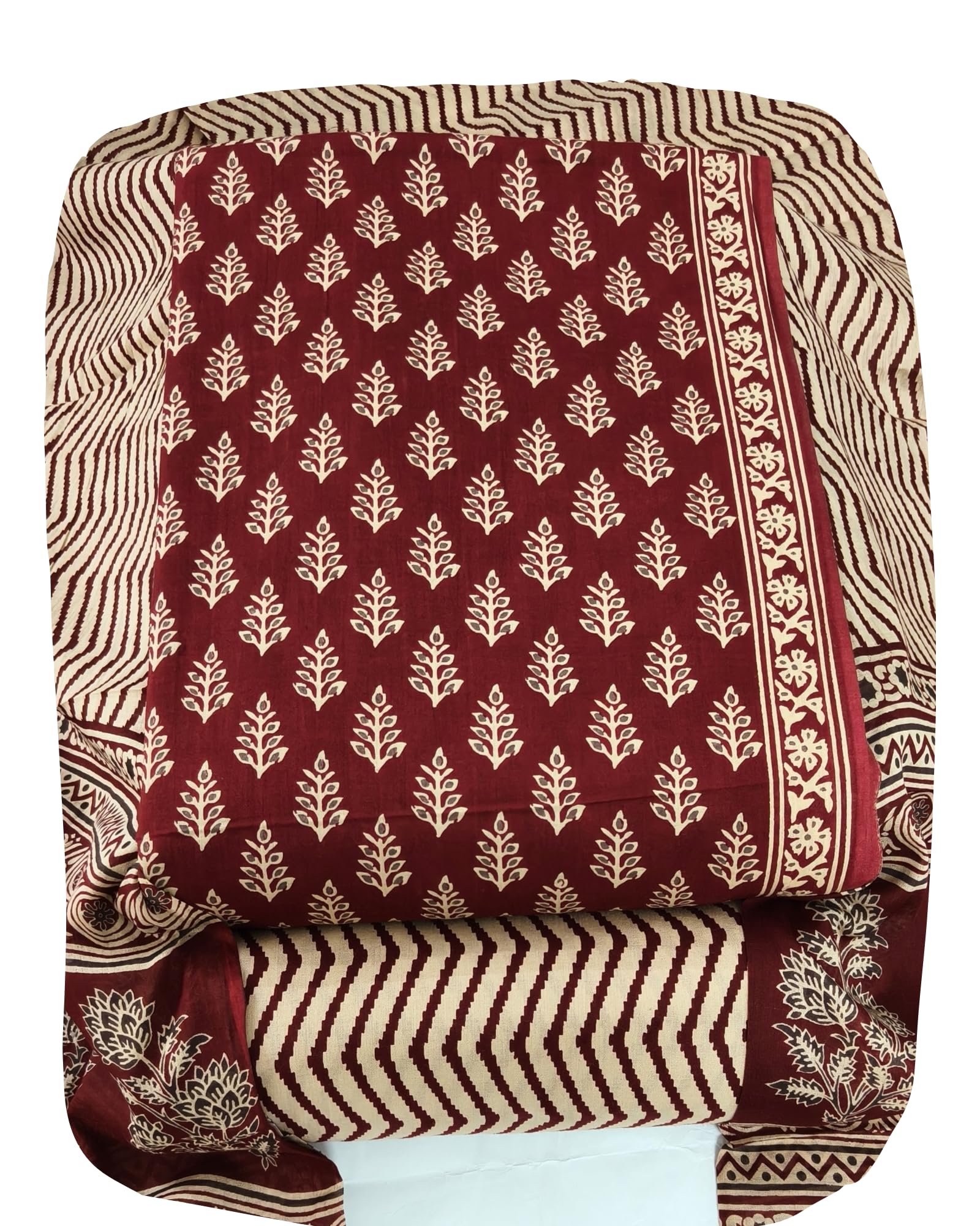 DRAVINAM Trends Jaipuri Print Cambric Cotton Unstitched Salwar Suit Dress Material for Women with Mulmul Cotton Dupatta