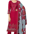 DRAVINAM Trends Women's Premium Pashmina Spun Embroidered Unstitched Salwar Suit Winter Dress Material with Pashmina Spun Shawl