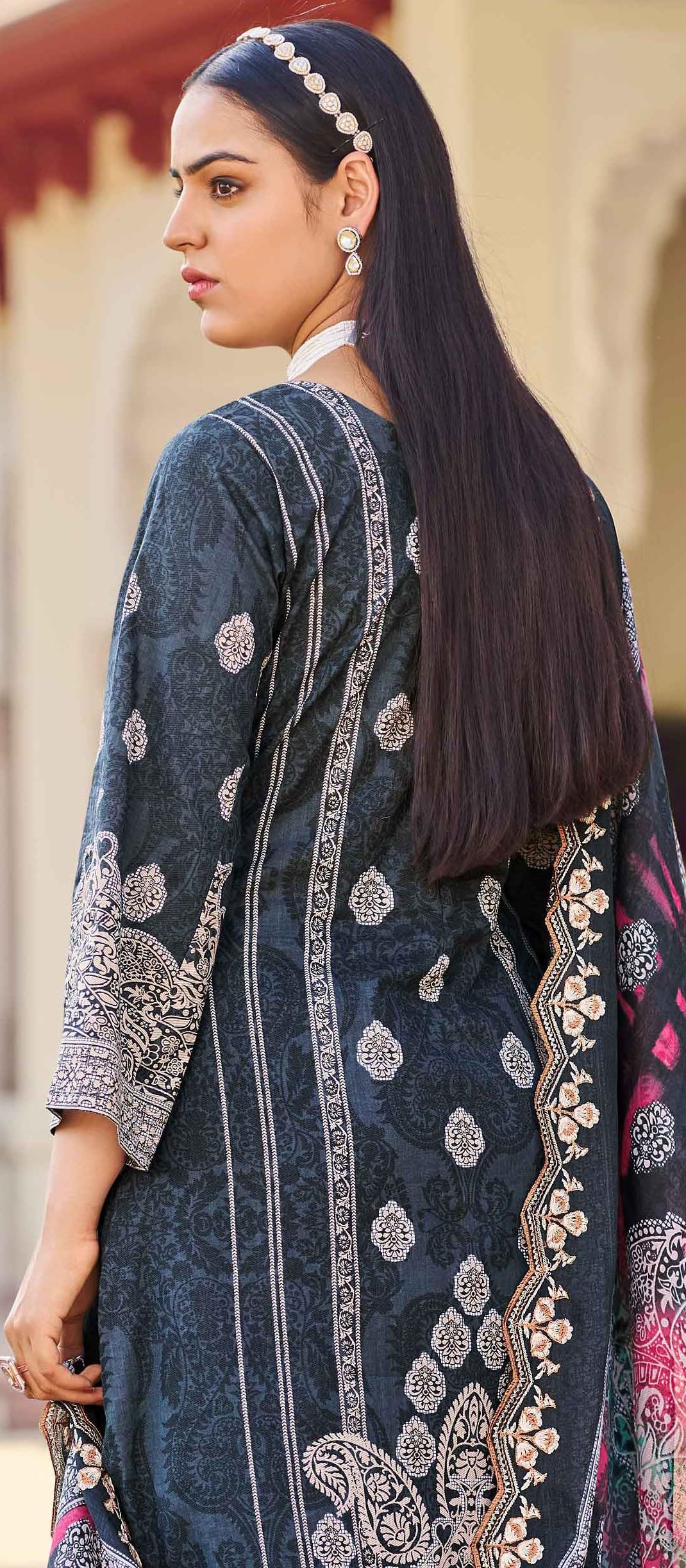 DRAVINAM Trends Women's Unstitched Salwar Suit Dress Material - Cotton Digital Printed Organza Embroidered Kameez II Unstitch Bottoms II Cotton Dupatta