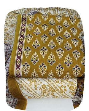 DRAVINAM Trends Jaipuri Print Cambric Cotton Unstitched Salwar Suit Dress Material for Women with Mulmul Cotton Dupatta