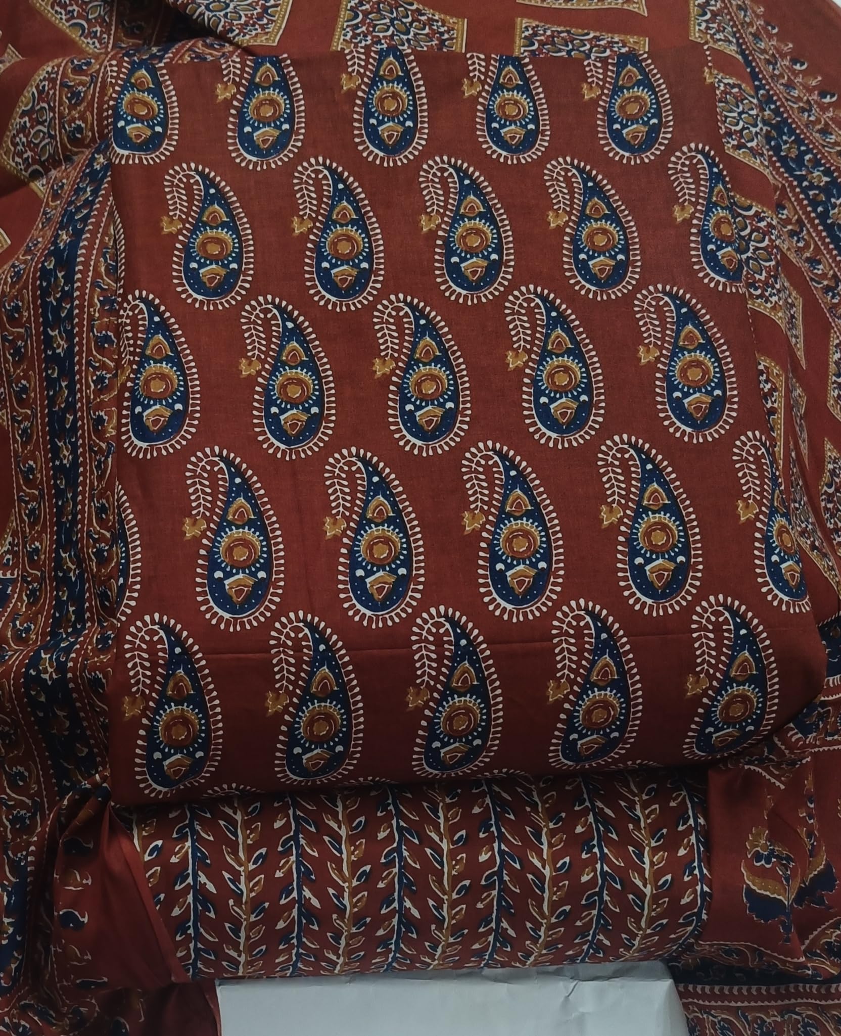 DRAVINAM Trends Jaipuri Print Cambric Cotton Unstitched Salwar Suit Dress Material for Women with Mulmul Cotton Dupatta