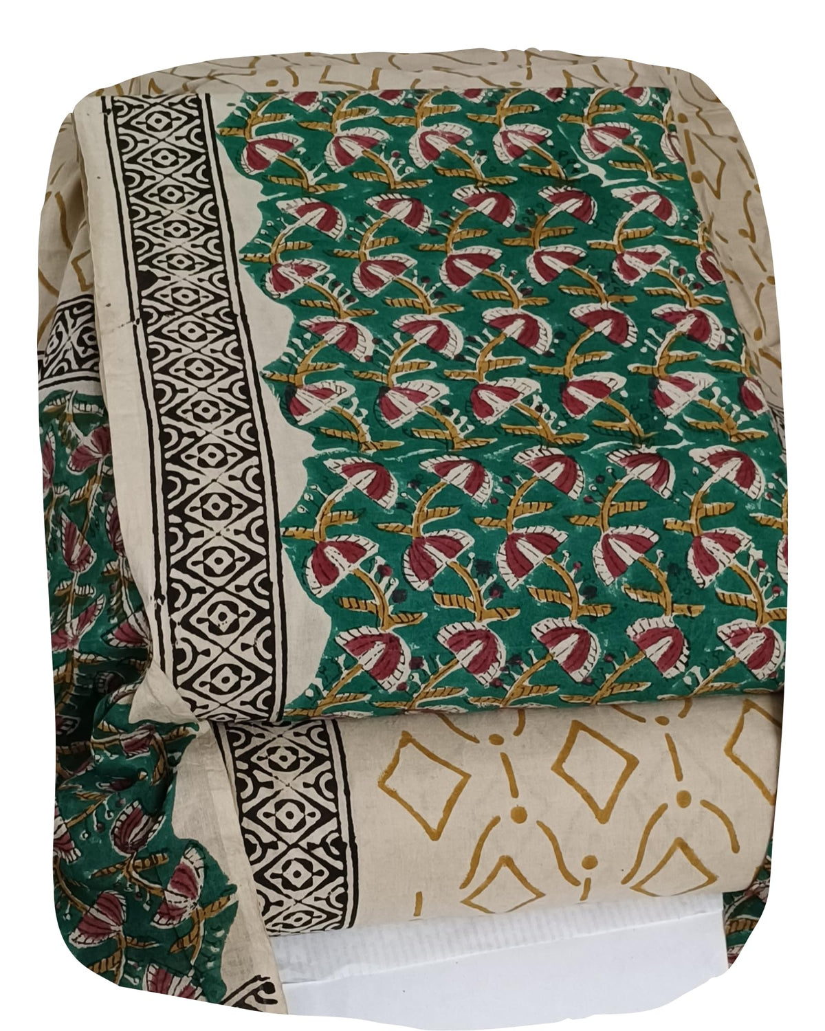 DRAVINAM Trends Women's Jaipuri Pure Cotton Handmade Floral Block Bagh Print Unstitched Dress Material Set with Dupatta (Top, Bottom, and Dupatta Fabric)