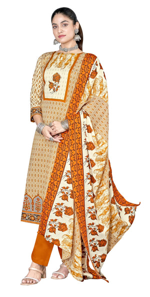 DRAVINAM Trends Pashmina Spun Digital Style Printed Unstitched Salwar Suit for Women with Siroski Work and Twill Printed Shawl Dupatta