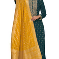 DRAVINAM Trends Women's Coral Silk Weaving Jacquard Unstitched Pakistani Salwar Suit Dress Material with Pure Coral Silk Weaving Jacquard Dupatta (Blue)