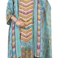 DRAVINAM Trends Women’s Ethnic Suit (Stitched, 3-Piece Set)– Heavy Viscose Rayon Designer Kurta with Heavy Handwork , Cotton Mal Mal Printed Dupatta , Pant (SKY BLUE, XL)