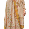 DRAVINAM Trends Unstitched Printed Embroidery Work Pure Cotton Salwar Suits Dress Material with Cotton Dupatta (Beige)