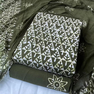 DRAVINAM Trends Unstitched Jaipuri Handmade Wax Batik Print Soft Cotton Dress Material with Dupatta